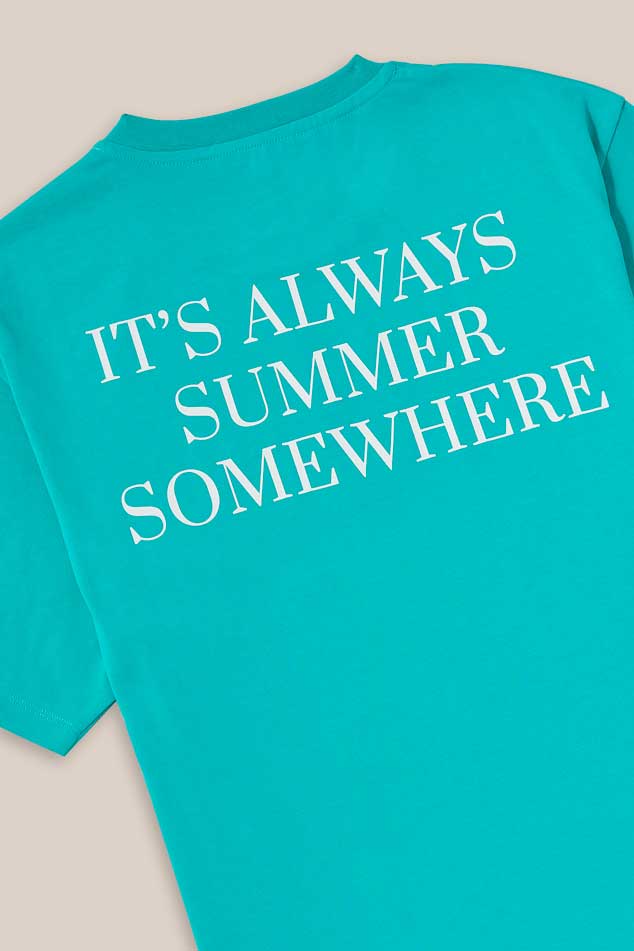 Tee Turquoise It's Always Summer Somewhere -  tee-turquoise-its-always-summer-somewhere -Arrels Barcelona